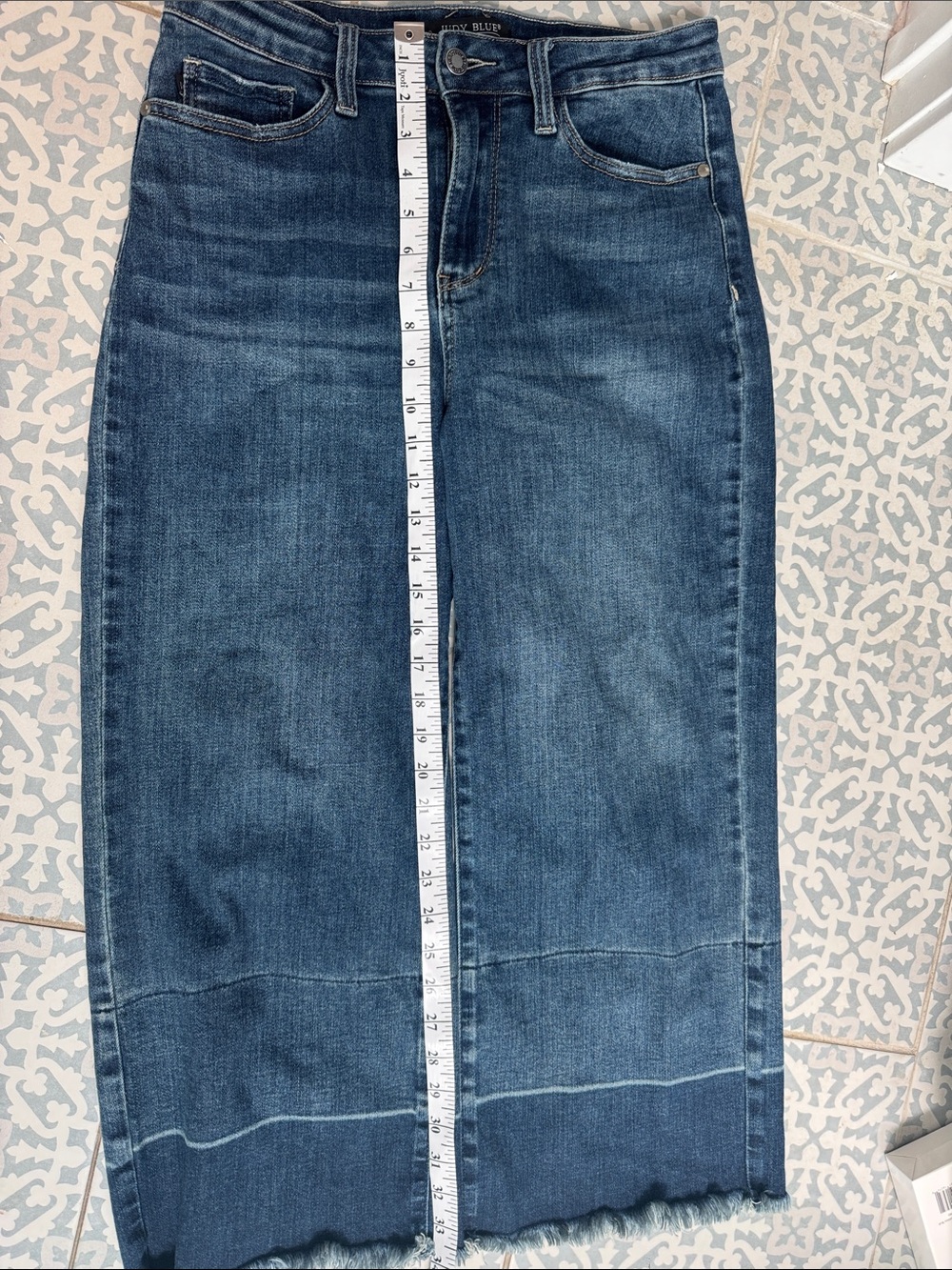 Judy Blue Women's High-Rise Wide Leg Jeans in Deep Blue Denim - Picture 5 of 6